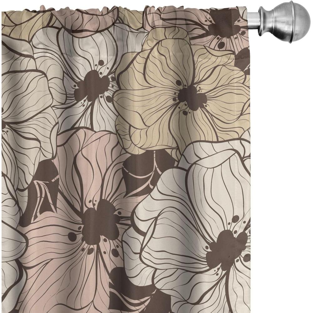 imageAmbesonne Floral Curtains Neutral Colors Delicate Blooming Flowers Pattern Dreamy Blush Tone Art Window Treatments 2 Panel Set for Living Room Bedroom Pair of 28 x 63 Hot Pink Charcoal GreyPale Salmon and Chocolate