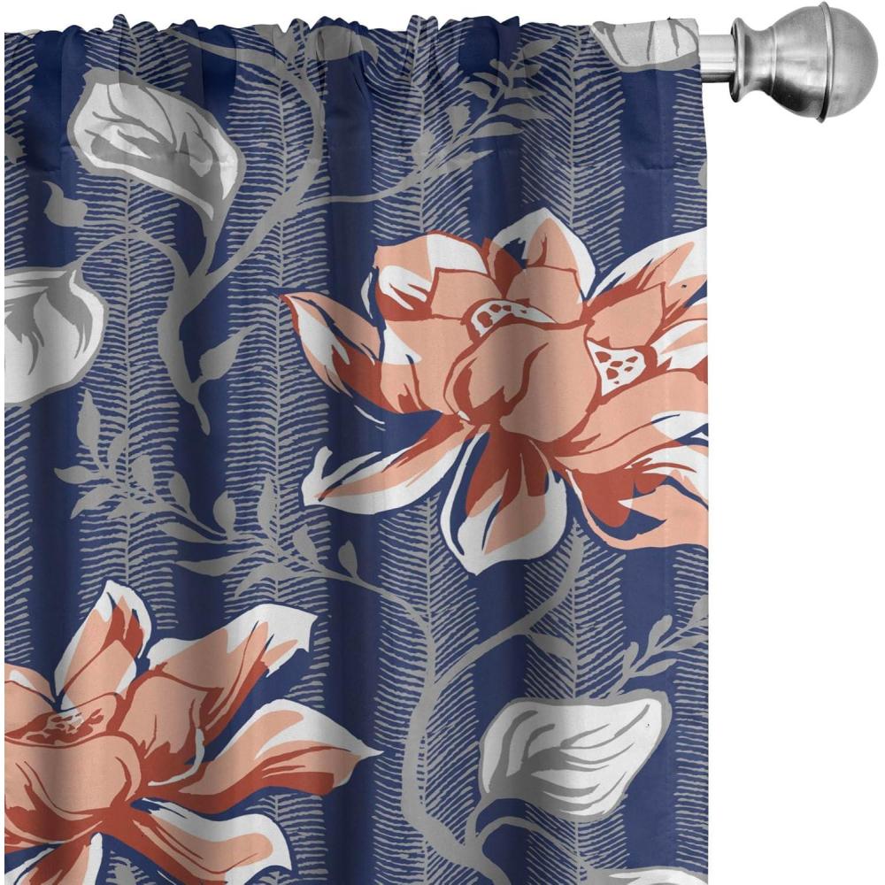 imageAmbesonne Floral Curtains Neutral Colors Delicate Blooming Flowers Pattern Dreamy Blush Tone Art Window Treatments 2 Panel Set for Living Room Bedroom Pair of 28 x 63 Hot Pink Charcoal GreyPaprika and Dark Lavender