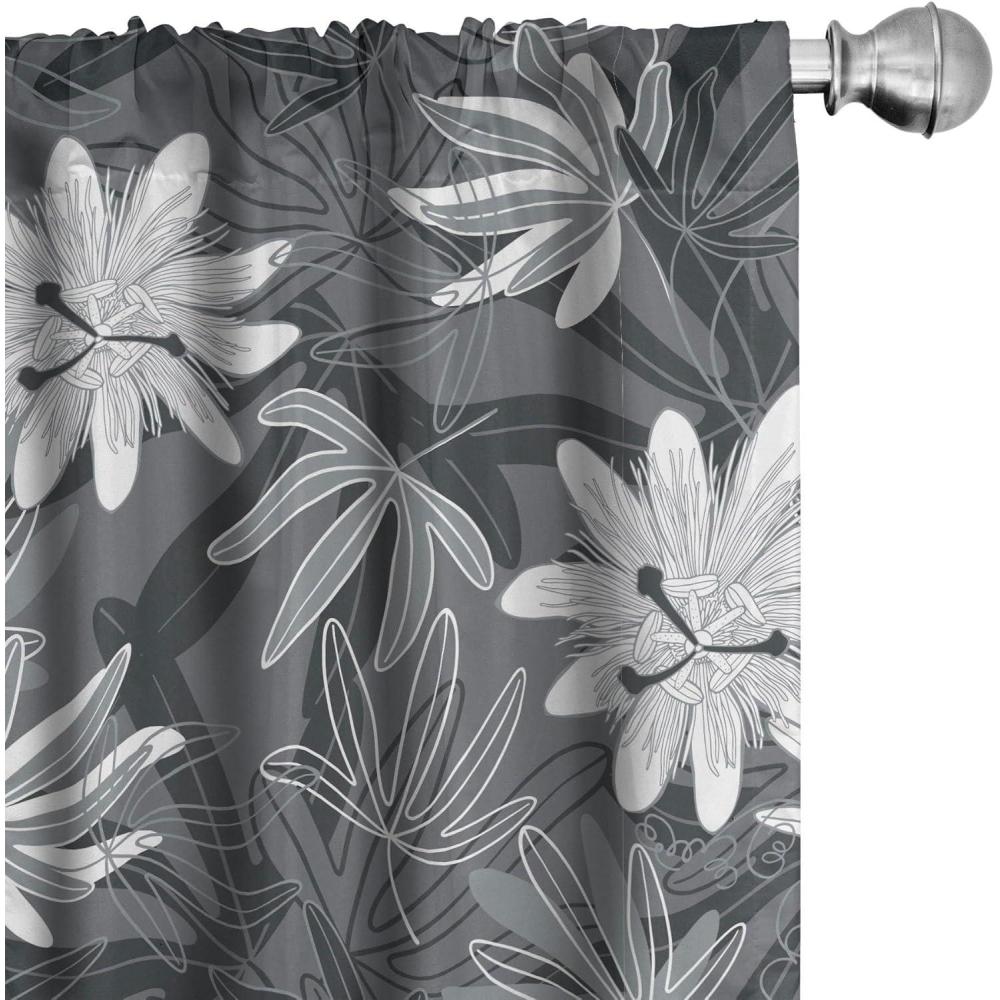 imageAmbesonne Floral Curtains Neutral Colors Delicate Blooming Flowers Pattern Dreamy Blush Tone Art Window Treatments 2 Panel Set for Living Room Bedroom Pair of  28 x 63 Hot Pink Charcoal GreyGrey White