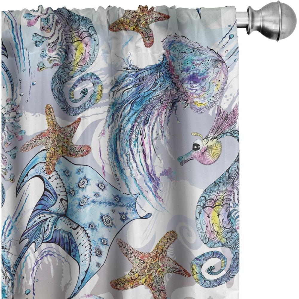 imageAmbesonne Floral Curtains Neutral Colors Delicate Blooming Flowers Pattern Dreamy Blush Tone Art Window Treatments 2 Panel Set for Living Room Bedroom Pair of 28 x 63 Hot Pink Charcoal GreySoft Blue Almond Ecru