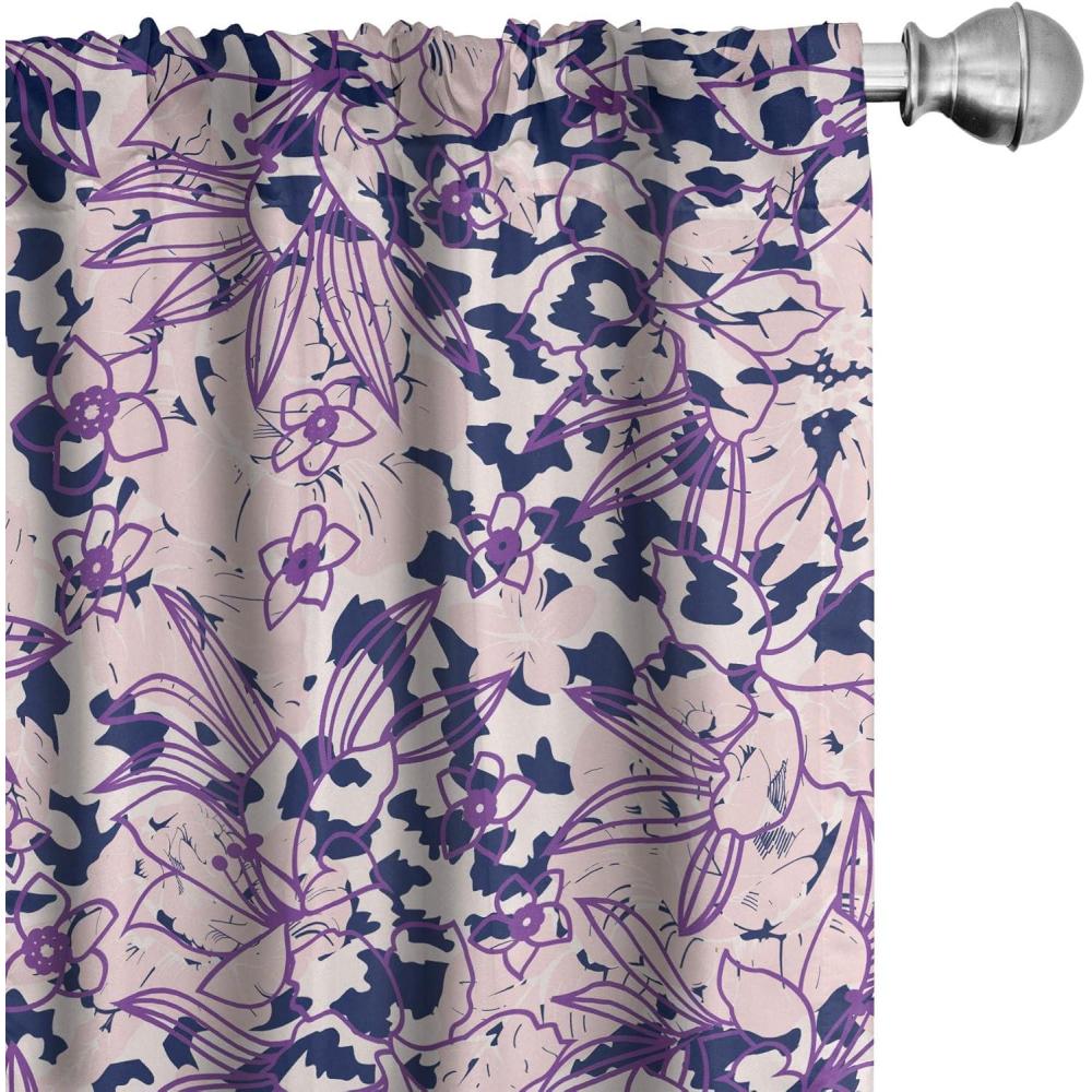 imageAmbesonne Floral Curtains Neutral Colors Delicate Blooming Flowers Pattern Dreamy Blush Tone Art Window Treatments 2 Panel Set for Living Room Bedroom Pair of 28 x 63 Hot Pink Charcoal GreyCeil Blue Blush White