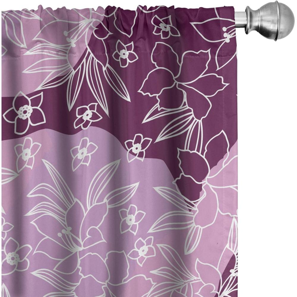 imageAmbesonne Floral Curtains Neutral Colors Delicate Blooming Flowers Pattern Dreamy Blush Tone Art Window Treatments 2 Panel Set for Living Room Bedroom Pair of  28 x 63 Hot Pink Charcoal GreyPale Lilac White Mauve