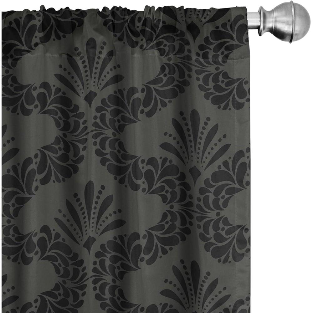 imageAmbesonne Floral Design Curtains Traditional Damask Flower Pattern Geometric Neutral Boho Artwork Window Treatments 2 Panel Set for Living Room Bedroom Pair of  28 x 95 Cobalt Blue and WhiteCharcoal Grey Grey Teal