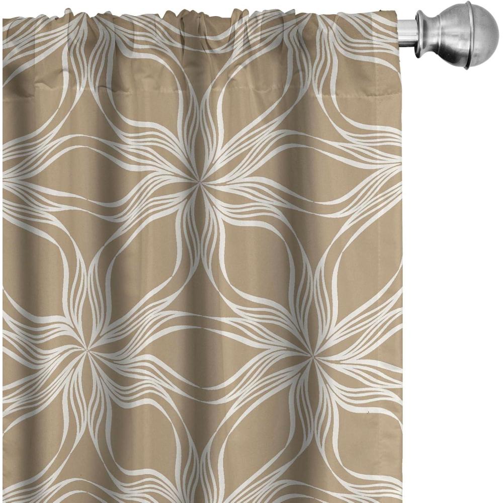 imageAmbesonne Floral Design Curtains Traditional Damask Flower Pattern Geometric Neutral Boho Artwork Window Treatments 2 Panel Set for Living Room Bedroom Pair of  28 x 95 Cobalt Blue and WhiteEcru and White