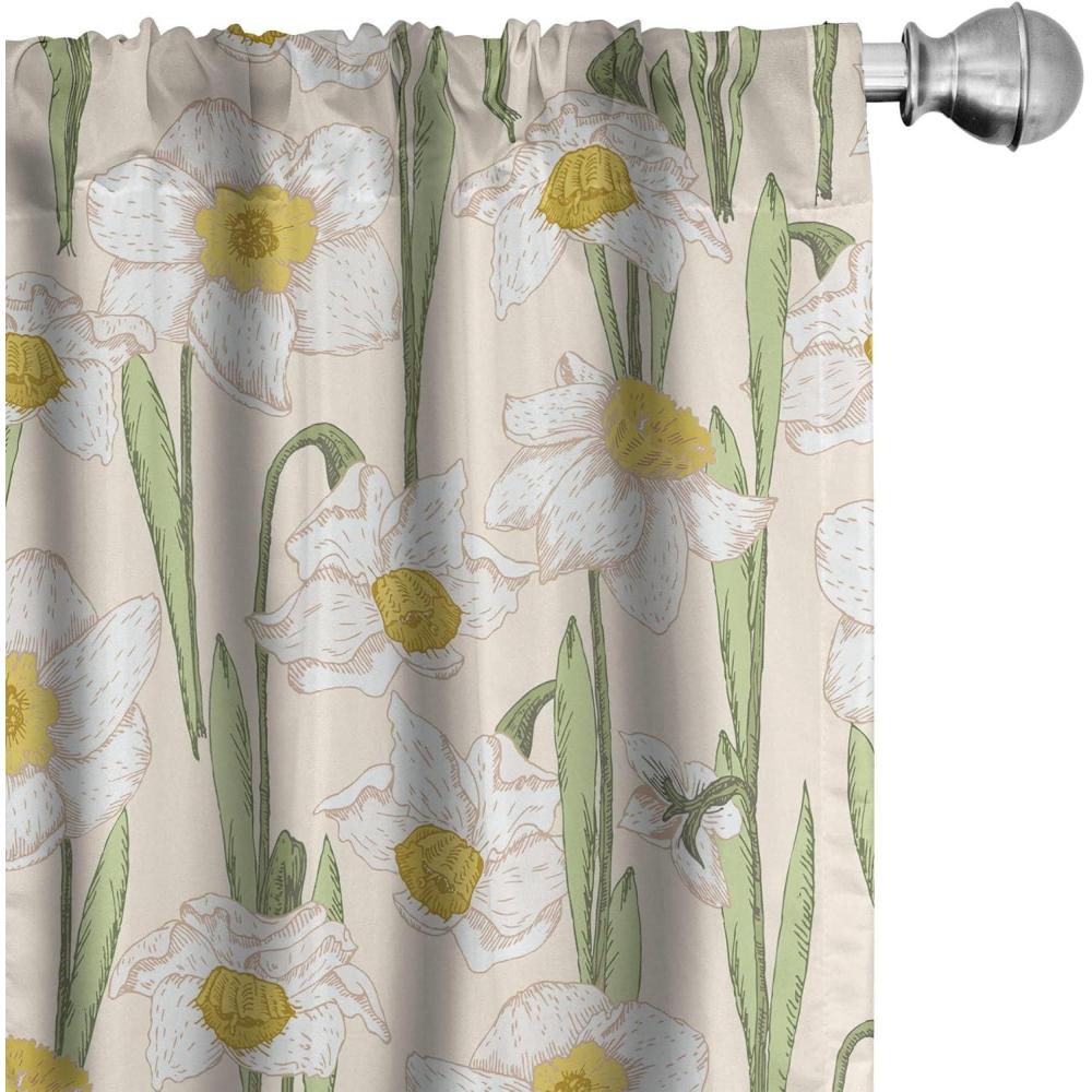 imageAmbesonne Floral Design Curtains Traditional Damask Flower Pattern Geometric Neutral Boho Artwork Window Treatments 2 Panel Set for Living Room Bedroom Pair of  28 x 95 Cobalt Blue and WhiteEggshell Pistachio Green