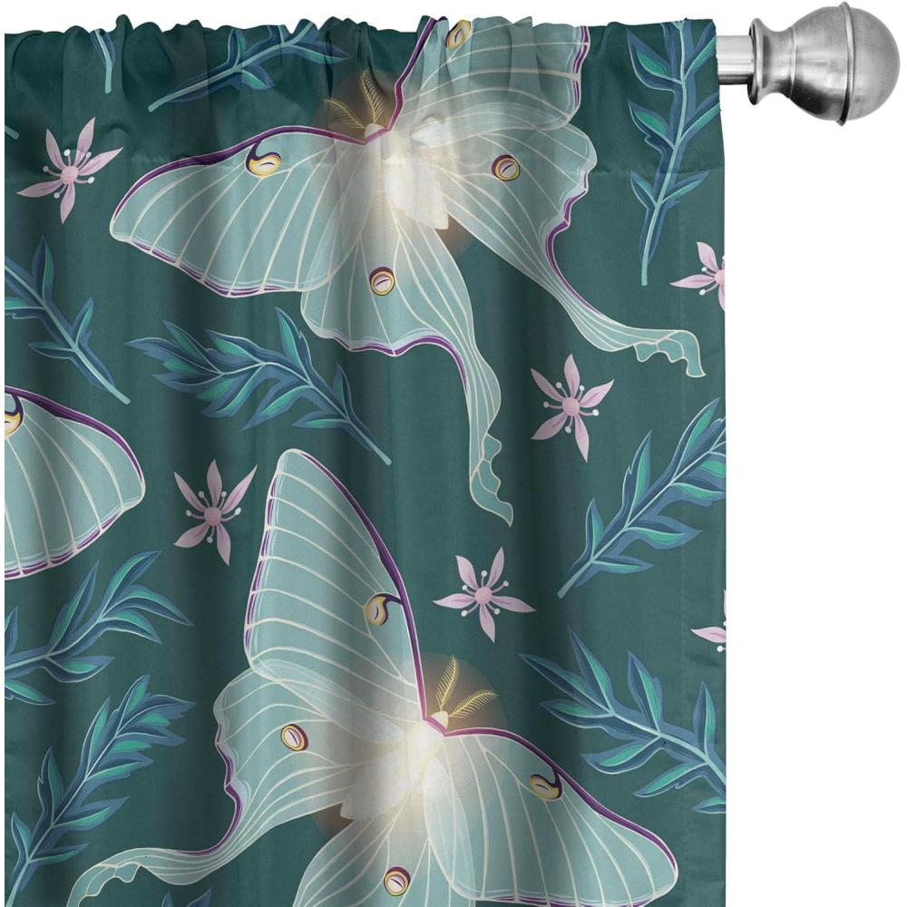 imageAmbesonne Floral Design Curtains Traditional Damask Flower Pattern Geometric Neutral Boho Artwork Window Treatments 2 Panel Set for Living Room Bedroom Pair of 28 x 95 Cobalt Blue and WhiteAlmond Green Petrol Blue