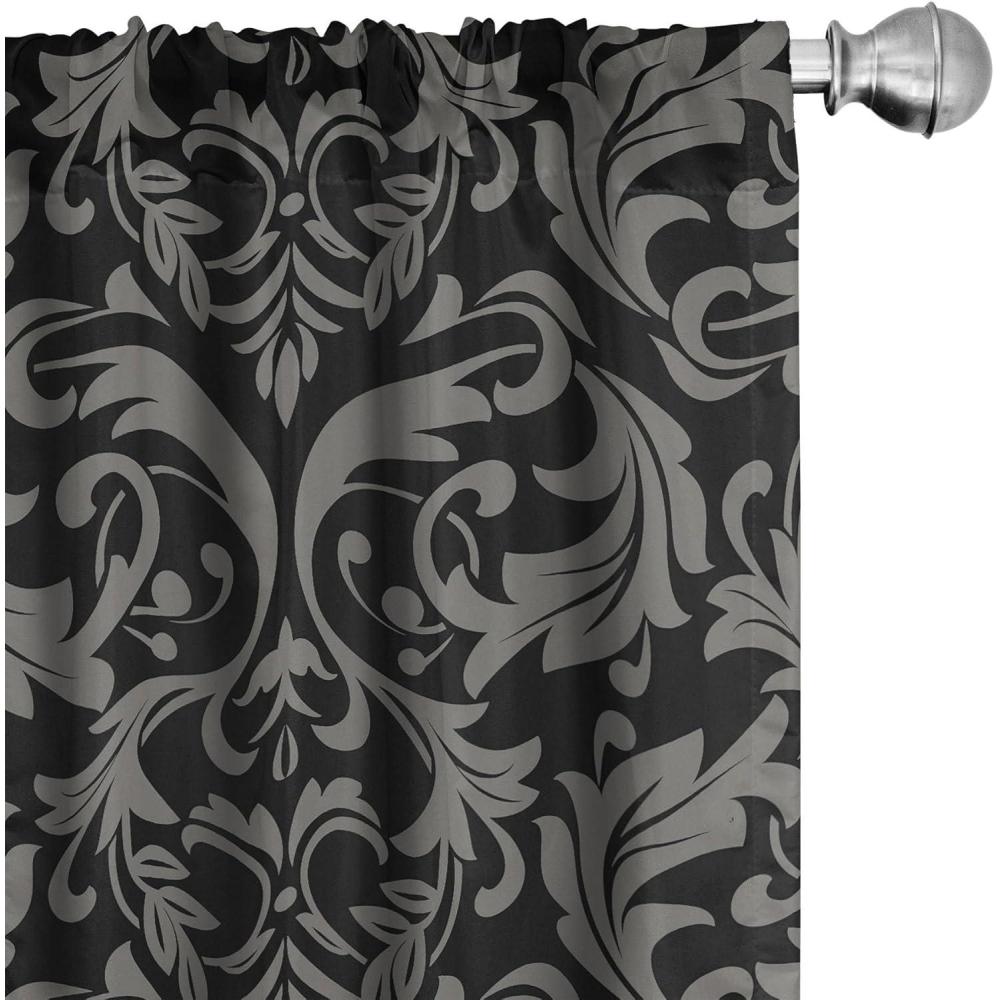 imageAmbesonne Floral Design Curtains Traditional Damask Flower Pattern Geometric Neutral Boho Artwork Window Treatments 2 Panel Set for Living Room Bedroom Pair of  28 x 95 Cobalt Blue and WhiteCharcoal Grey and Pale Grey