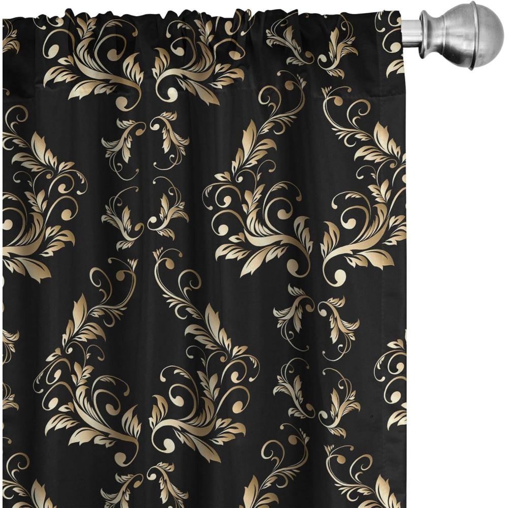 imageAmbesonne Floral Design Curtains Traditional Damask Flower Pattern Geometric Neutral Boho Artwork Window Treatments 2 Panel Set for Living Room Bedroom Pair of  28 x 95 Cobalt Blue and WhiteCharcoal Grey and Pale Yellow