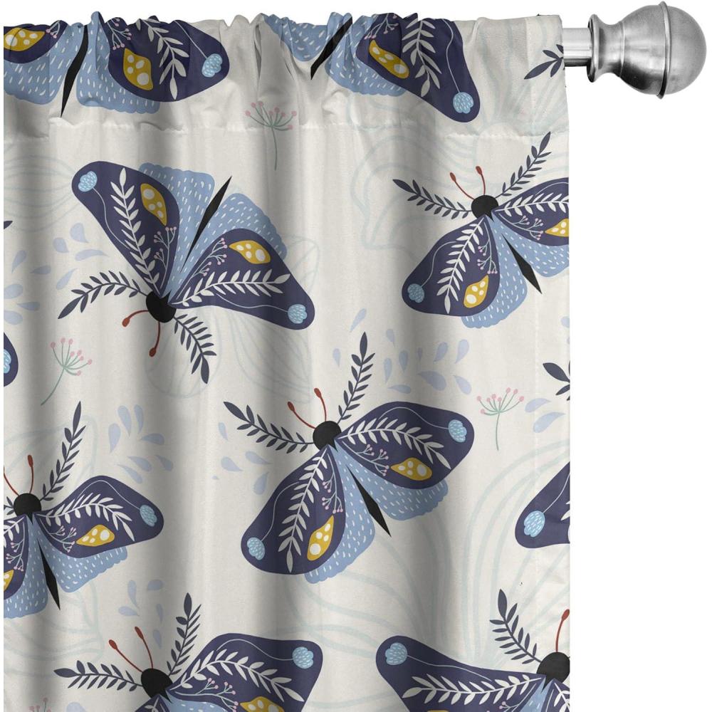 imageAmbesonne Floral Design Curtains Traditional Damask Flower Pattern Geometric Neutral Boho Artwork Window Treatments 2 Panel Set for Living Room Bedroom Pair of 28 x 95 Cobalt Blue and WhiteDark Sky Blue Off White