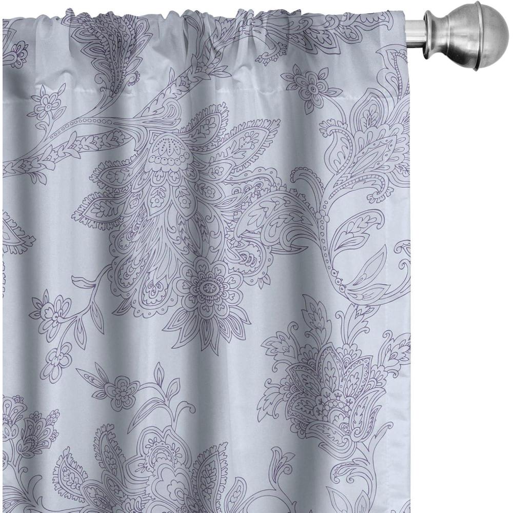 imageAmbesonne Floral Design Curtains Traditional Damask Flower Pattern Geometric Neutral Boho Artwork Window Treatments 2 Panel Set for Living Room Bedroom Pair of  28 x 95 Cobalt Blue and WhitePale Ceil Blue Mauve