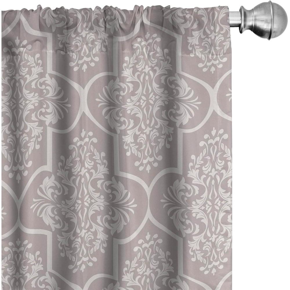 imageAmbesonne Floral Design Curtains Traditional Damask Flower Pattern Geometric Neutral Boho Artwork Window Treatments 2 Panel Set for Living Room Bedroom Pair of 28 x 95 Cobalt Blue and WhitePale Purpleblue White