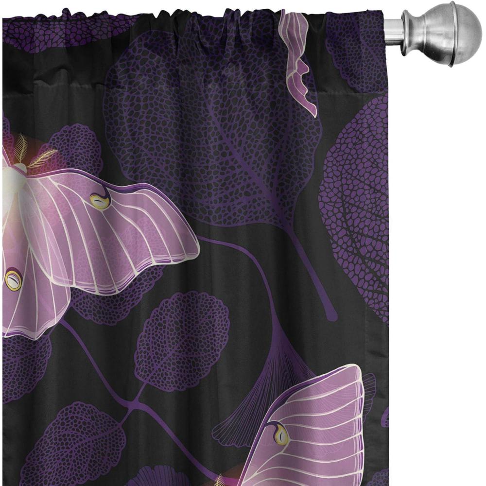 imageAmbesonne Floral Design Curtains Traditional Damask Flower Pattern Geometric Neutral Boho Artwork Window Treatments 2 Panel Set for Living Room Bedroom Pair of 28 x 95 Cobalt Blue and WhitePale Lilac Dark Purple