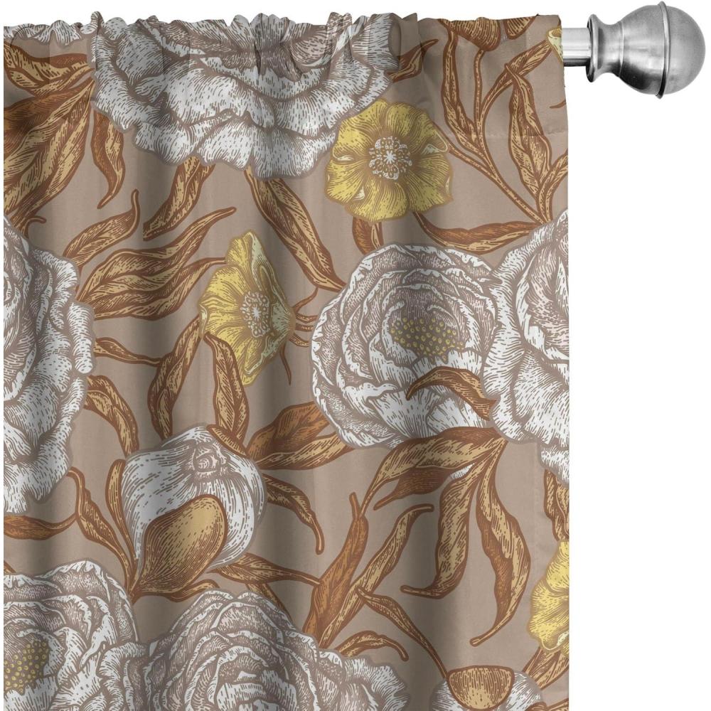 imageAmbesonne Gothic Wings Curtains Outline Style Illustrated Wild Nature Moth Pattern Neutral Colors Window Treatments 2 Panel Set for Living Room Bedroom Pair of 28 x 63 Charcoal Grey Sea BluePale Camel and Dark Mustard