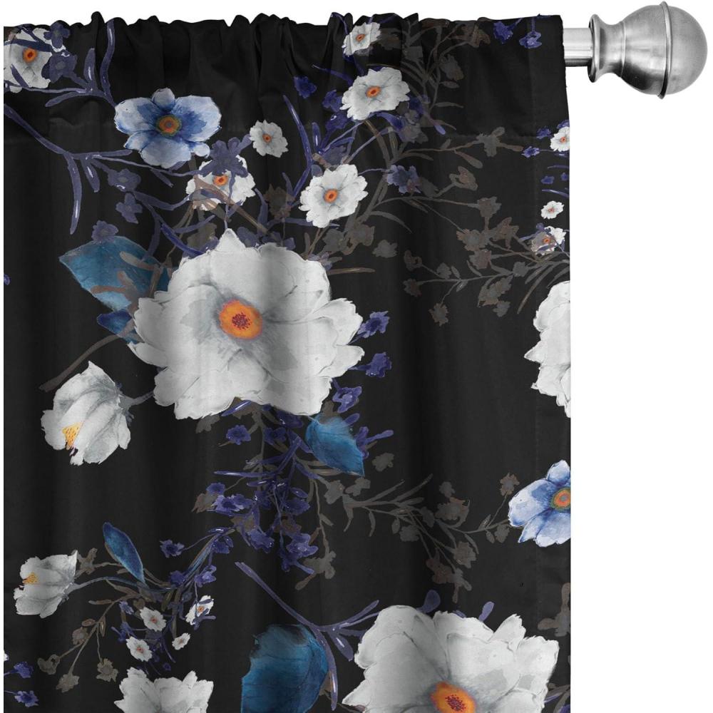 imageAmbesonne Gothic Wings Curtains Outline Style Illustrated Wild Nature Moth Pattern Neutral Colors Window Treatments 2 Panel Set for Living Room Bedroom Pair of  28 x 63 Charcoal Grey Sea BlueDark Orange Night Blue
