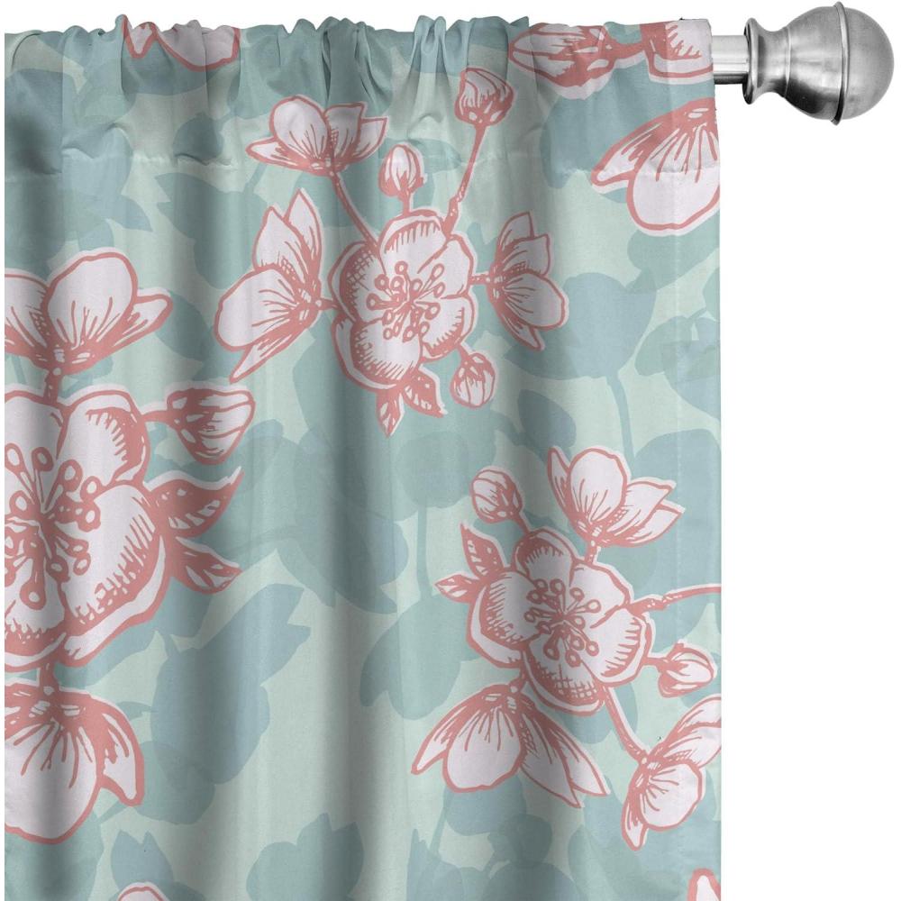 imageAmbesonne Gothic Wings Curtains Outline Style Illustrated Wild Nature Moth Pattern Neutral Colors Window Treatments 2 Panel Set for Living Room Bedroom Pair of  28 x 63 Charcoal Grey Sea BluePale Seafoam Coral and White