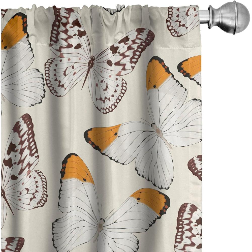 imageAmbesonne Gothic Wings Curtains Outline Style Illustrated Wild Nature Moth Pattern Neutral Colors Window Treatments 2 Panel Set for Living Room Bedroom Pair of 28 x 63 Charcoal Grey Sea BlueChampagne Marigold Ivory