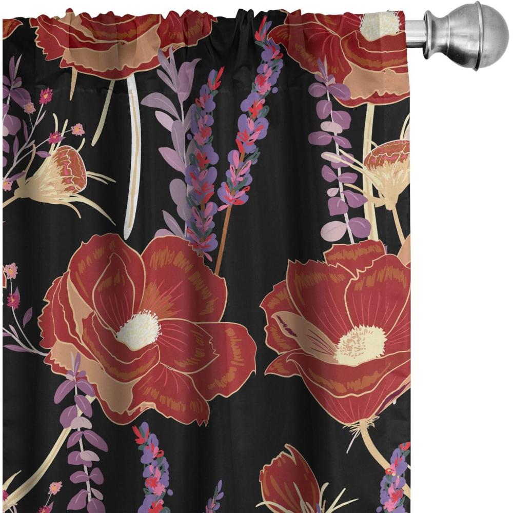 imageAmbesonne Gothic Wings Curtains Outline Style Illustrated Wild Nature Moth Pattern Neutral Colors Window Treatments 2 Panel Set for Living Room Bedroom Pair of 28 x 63 Charcoal Grey Sea BluePale Fuchsia and Burgundy