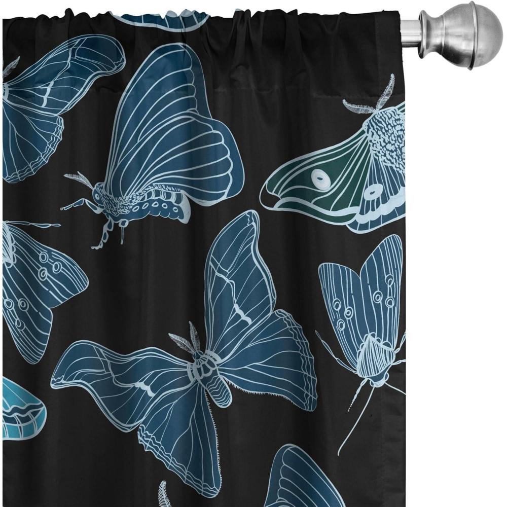 imageAmbesonne Gothic Wings Curtains Outline Style Illustrated Wild Nature Moth Pattern Neutral Colors Window Treatments 2 Panel Set for Living Room Bedroom Pair of 28 x 63 Charcoal Grey Sea BlueCharcoal Grey Sea Blue