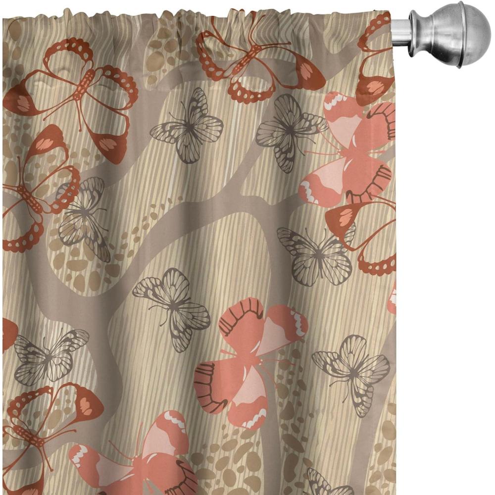imageAmbesonne Gothic Wings Curtains Outline Style Illustrated Wild Nature Moth Pattern Neutral Colors Window Treatments 2 Panel Set for Living Room Bedroom Pair of 28 x 63 Charcoal Grey Sea BlueSalmon Pastel Brown and Tan