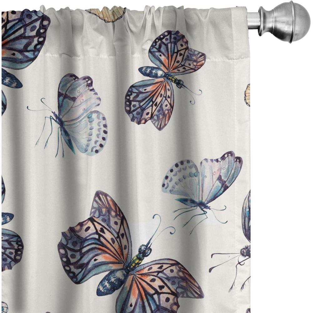 imageAmbesonne Gothic Wings Curtains Outline Style Illustrated Wild Nature Moth Pattern Neutral Colors Window Treatments 2 Panel Set for Living Room Bedroom Pair of 28 x 63 Charcoal Grey Sea BlueChampagne Pale Camel