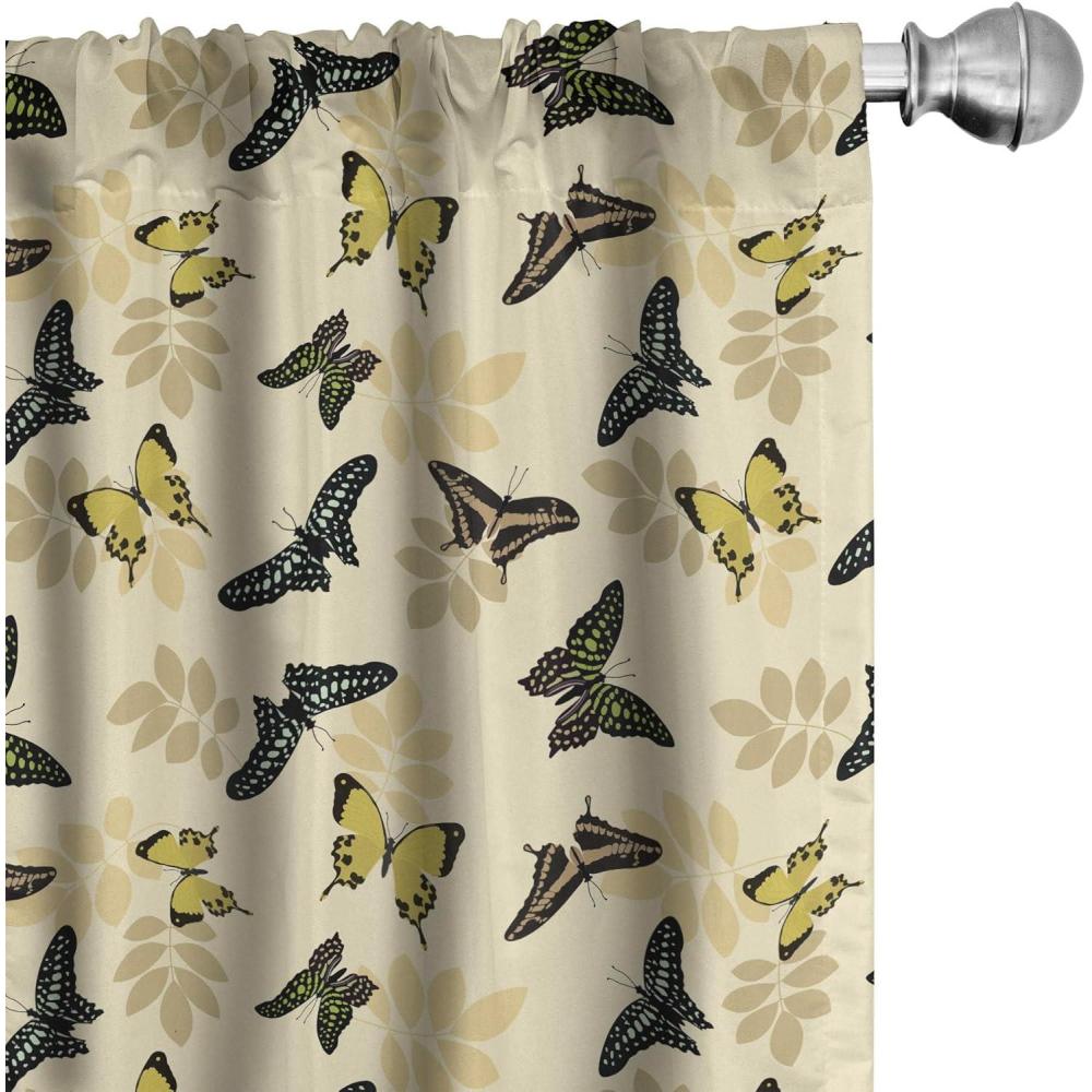 imageAmbesonne Moth Curtains Numerous Exotic Butterflies Flying Winged Insects Nature Bugs in Neutral Tones Window Treatments 2 Panel Set for Living Room Bedroom Pair of 28 x 84 Pale Camel BlackPale Camel Black