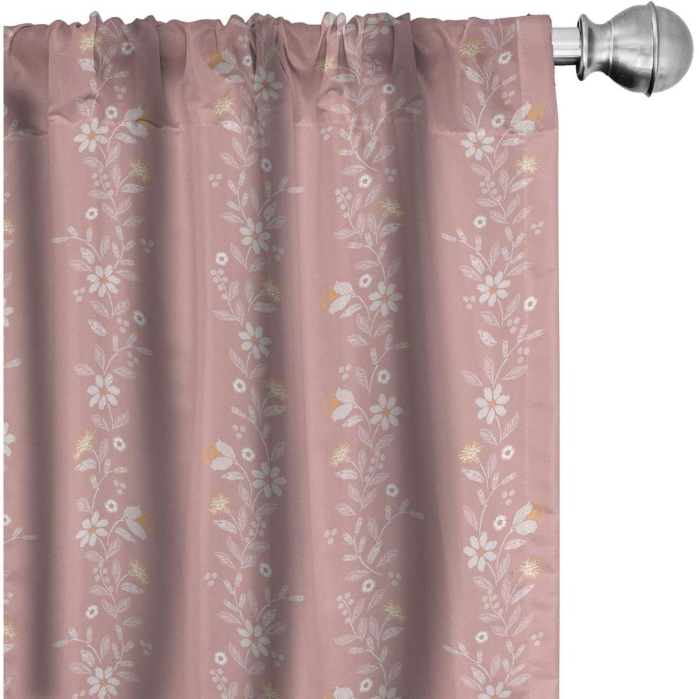 imageAmbesonne Neutral Color Curtains Retro Swirly Flowering Branch Curly Blossom Leaves Ornamental Motif Window Treatments 2 Panel Set for Living Room Bedroom Pair of  28 x 63 Pale Pink and RosePale Pink and Rose