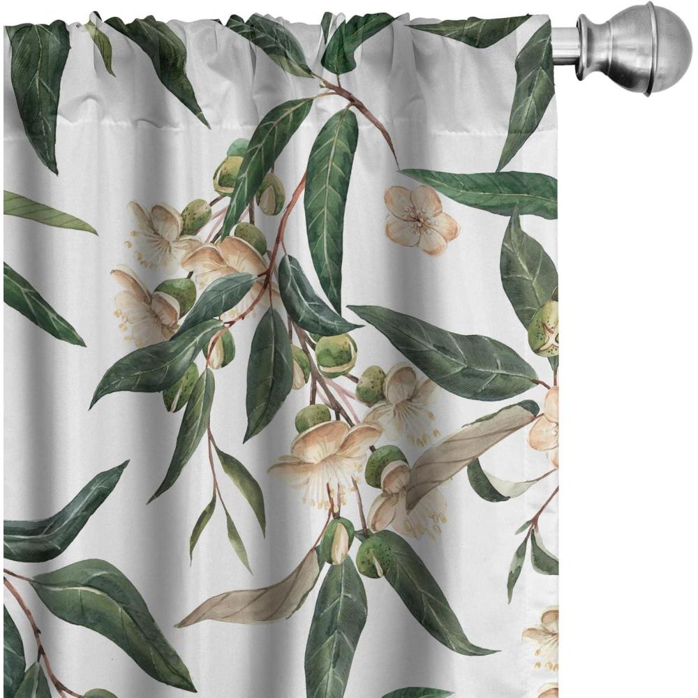 imageAmbesonne Poppy Curtains Vintage Composition of Neutral Flowers Greenish Peduncles Romantic Vibes Art Window Treatments 2 Panel Set for Living Room Bedroom Pair of  28 x 63 Blush Yellow GreenHunter Green and Warm Taupe