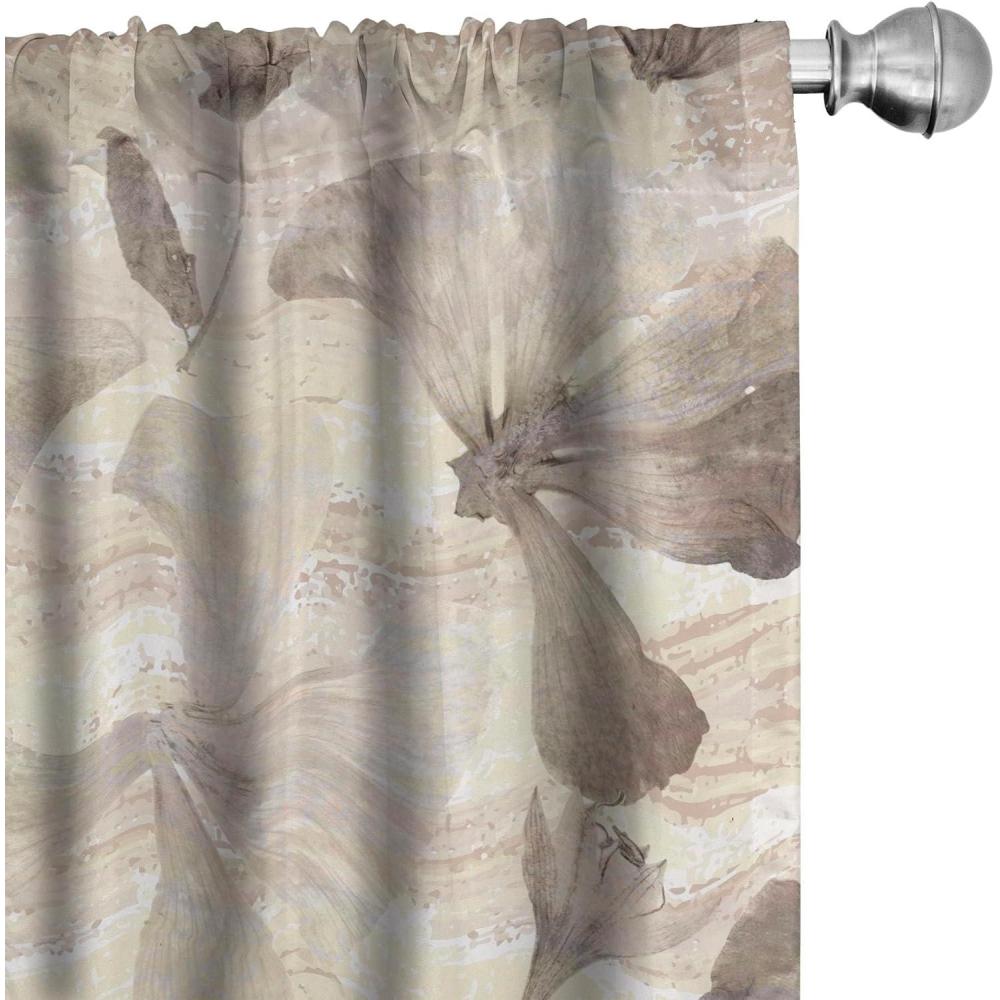 imageAmbesonne Poppy Curtains Vintage Composition of Neutral Flowers Greenish Peduncles Romantic Vibes Art Window Treatments 2 Panel Set for Living Room Bedroom Pair of  28 x 63 Blush Yellow GreenTaupe Warm Taupe
