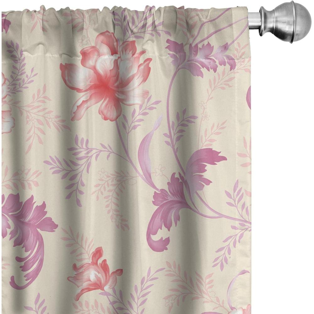 imageAmbesonne Poppy Curtains Vintage Composition of Neutral Flowers Greenish Peduncles Romantic Vibes Art Window Treatments 2 Panel Set for Living Room Bedroom Pair of  28 x 63 Blush Yellow GreenPale Fuchsia and Dark Coral