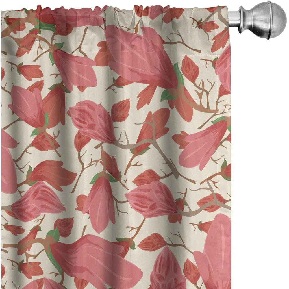 imageAmbesonne Poppy Curtains Vintage Composition of Neutral Flowers Greenish Peduncles Romantic Vibes Art Window Treatments 2 Panel Set for Living Room Bedroom Pair of  28 x 63 Blush Yellow GreenPale Ruby Fern Green