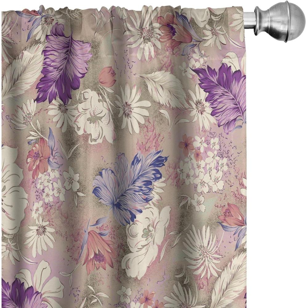 imageAmbesonne Poppy Curtains Vintage Composition of Neutral Flowers Greenish Peduncles Romantic Vibes Art Window Treatments 2 Panel Set for Living Room Bedroom Pair of 28 x 63 Blush Yellow GreenDark Lavender Cream Lilac
