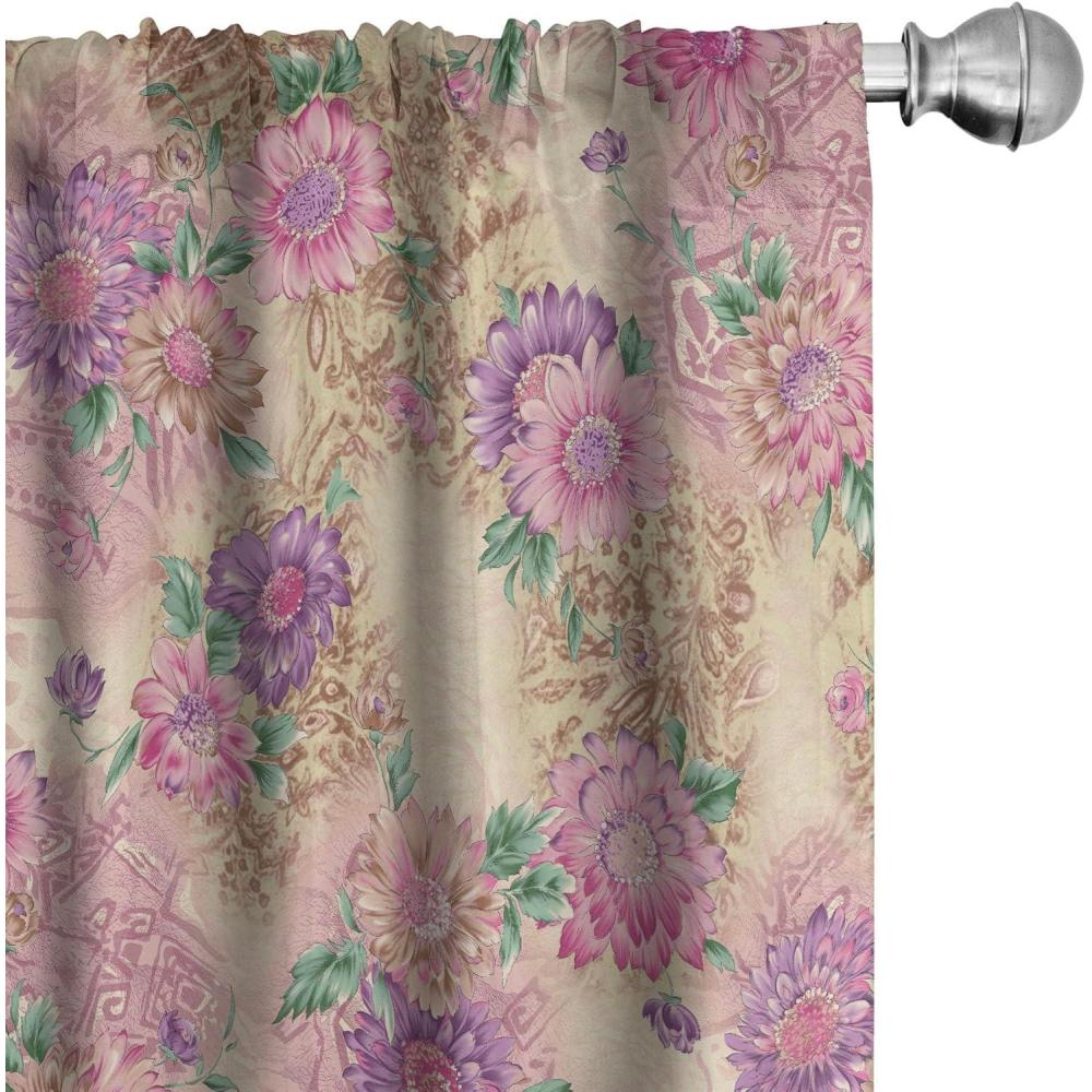 imageAmbesonne Poppy Curtains Vintage Composition of Neutral Flowers Greenish Peduncles Romantic Vibes Art Window Treatments 2 Panel Set for Living Room Bedroom Pair of  28 x 63 Blush Yellow GreenPale Khaki Pale Pink