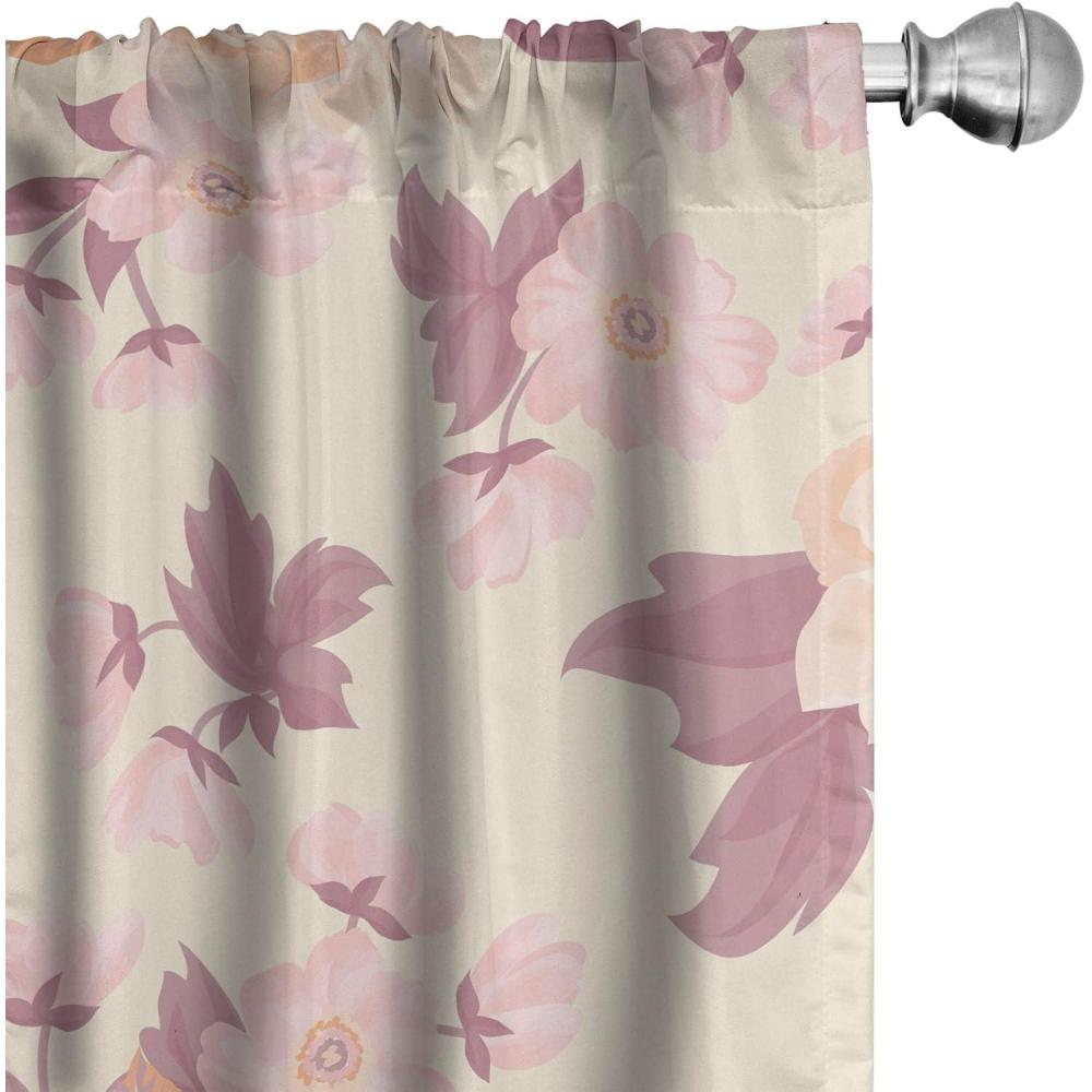 imageAmbesonne Poppy Curtains Vintage Composition of Neutral Flowers Greenish Peduncles Romantic Vibes Art Window Treatments 2 Panel Set for Living Room Bedroom Pair of 28 x 63 Blush Yellow GreenCream Dried Rose Blush