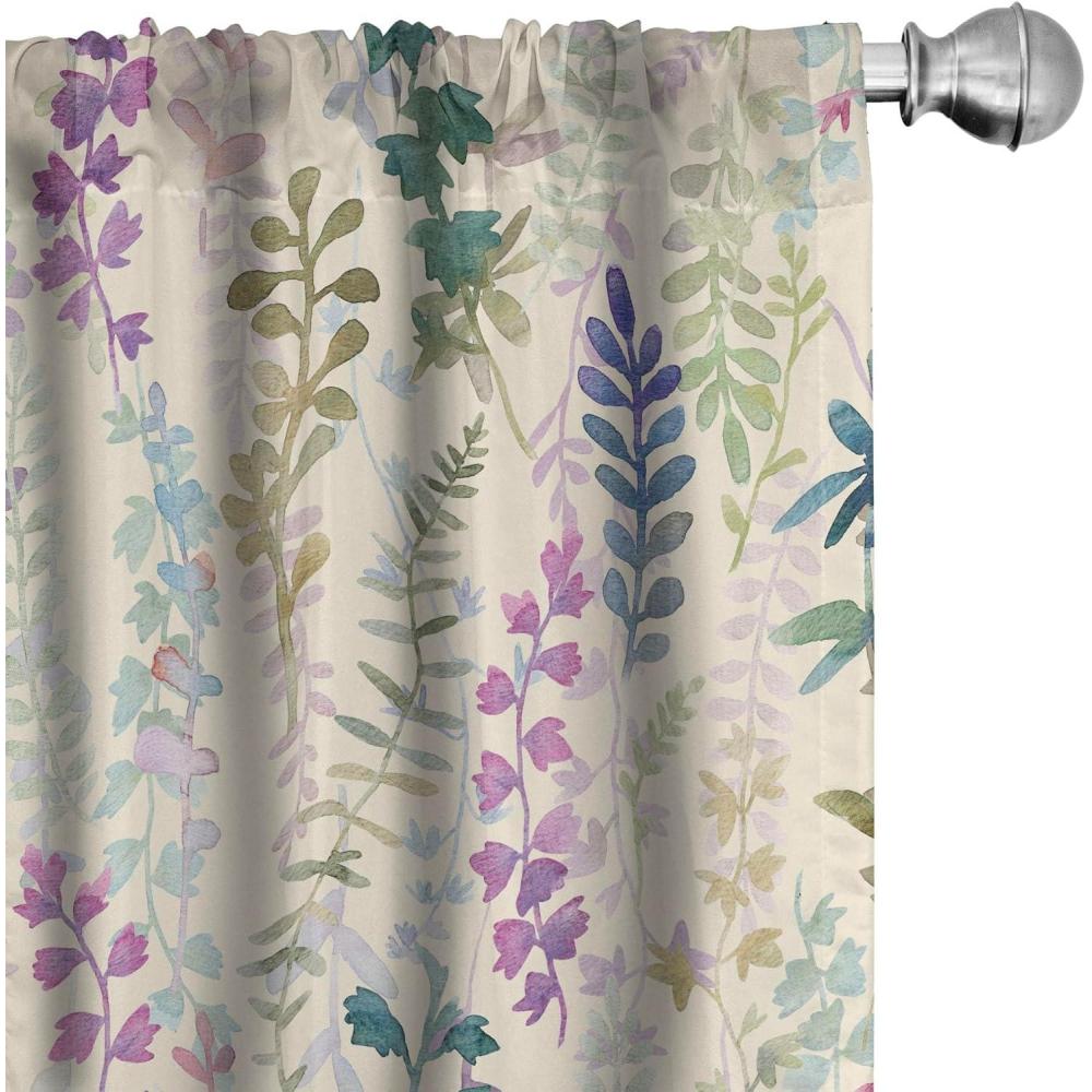 imageAmbesonne Poppy Curtains Vintage Composition of Neutral Flowers Greenish Peduncles Romantic Vibes Art Window Treatments 2 Panel Set for Living Room Bedroom Pair of  28 x 63 Blush Yellow GreenPale Purple and Grey Teal