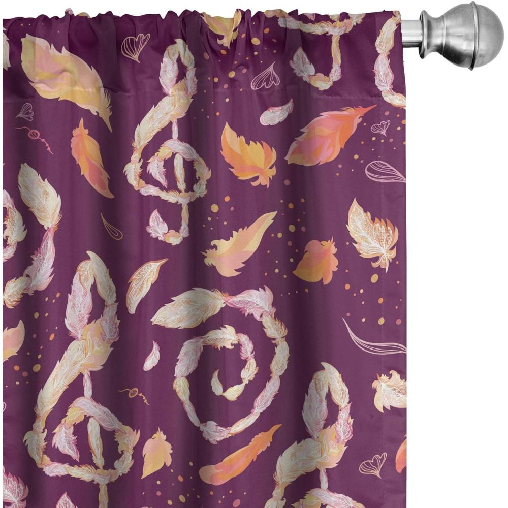 imageAmbesonne Retro Curtains Sketch Style Continuous Neutral Colors Floral Motifs Lines Dreamy Artwork Window Treatments 2 Panel Set for Living Room Bedroom Pair of  28 x 63 Soft Pink Pale PurpleDark Magenta Pale Ruby