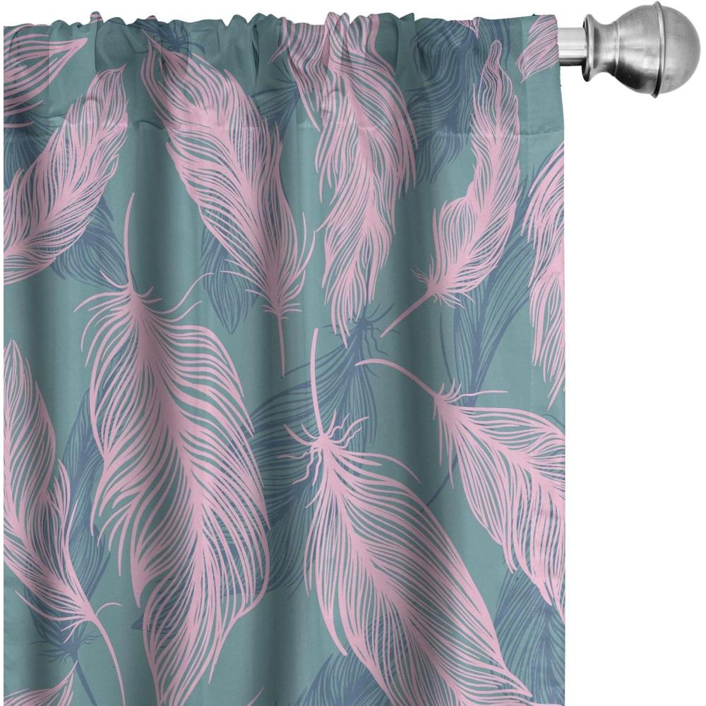 imageAmbesonne Retro Curtains Sketch Style Continuous Neutral Colors Floral Motifs Lines Dreamy Artwork Window Treatments 2 Panel Set for Living Room Bedroom Pair of 28 x 63 Soft Pink Pale PurpleCadet Blue and Soft Pink
