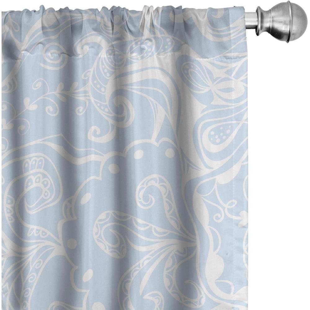 imageAmbesonne Retro Curtains Sketch Style Continuous Neutral Colors Floral Motifs Lines Dreamy Artwork Window Treatments 2 Panel Set for Living Room Bedroom Pair of 28 x 63 Soft Pink Pale PurplePale Sky Blue and White