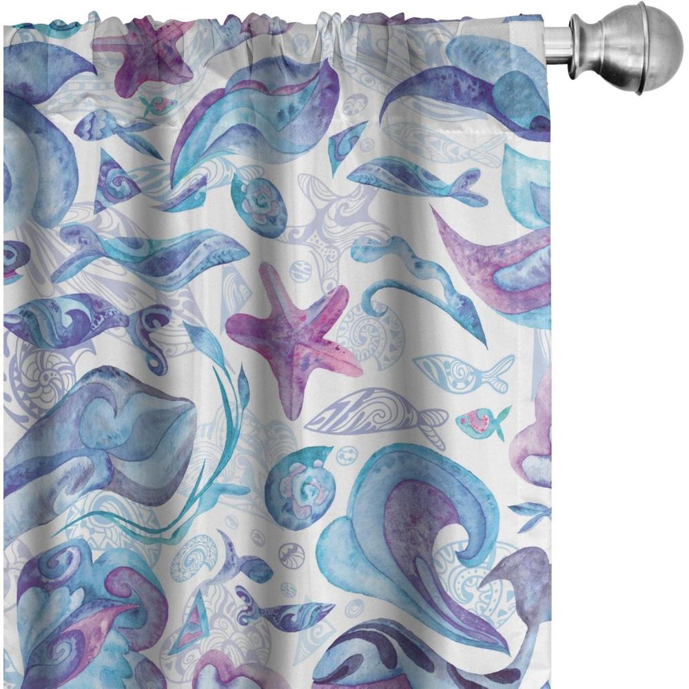 imageAmbesonne Retro Curtains Sketch Style Continuous Neutral Colors Floral Motifs Lines Dreamy Artwork Window Treatments 2 Panel Set for Living Room Bedroom Pair of 28 x 63 Soft Pink Pale PurplePale Sky Blue Violet