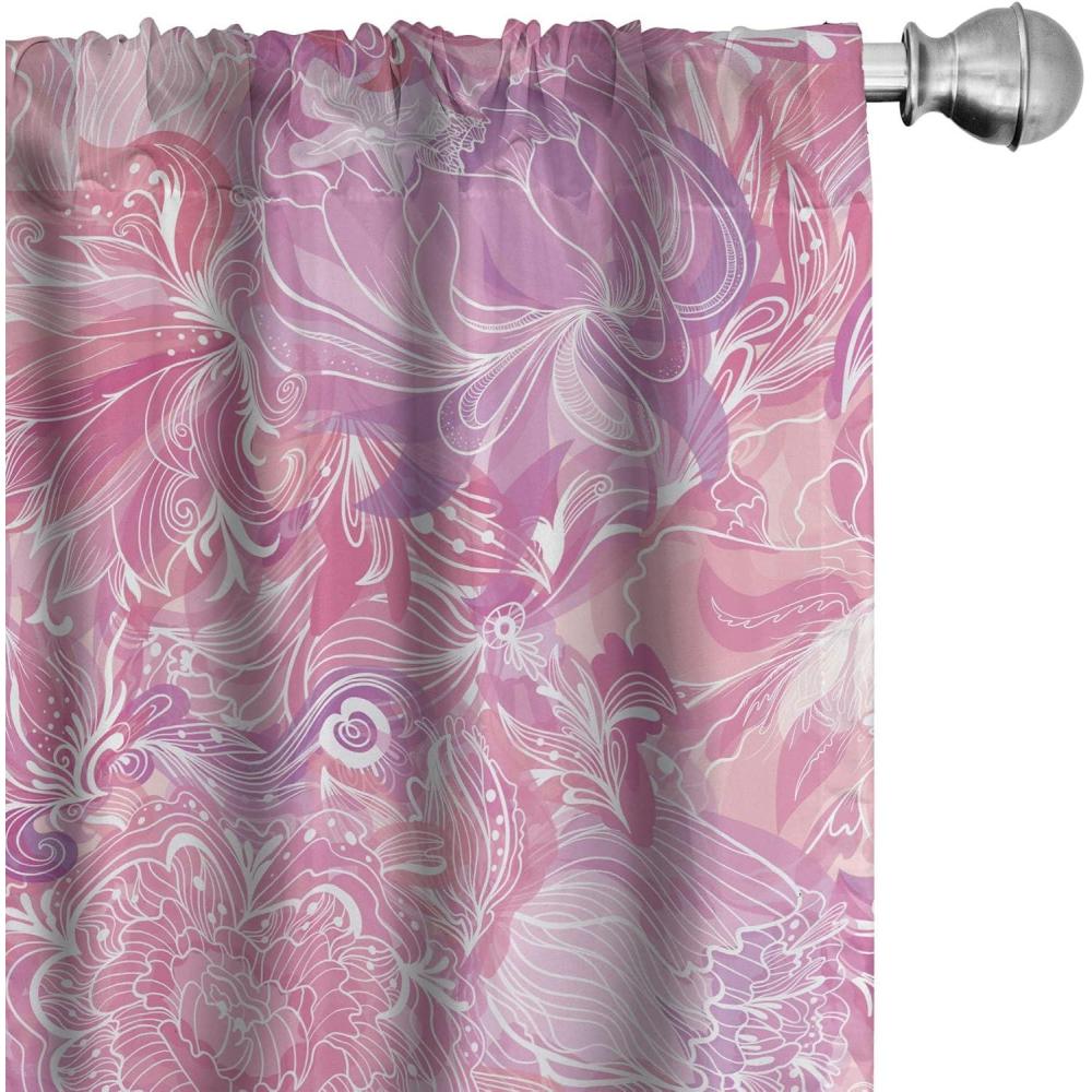 imageAmbesonne Retro Curtains Sketch Style Continuous Neutral Colors Floral Motifs Lines Dreamy Artwork Window Treatments 2 Panel Set for Living Room Bedroom Pair of  28 x 63 Soft Pink Pale PurpleSoft Pink Pale Purple