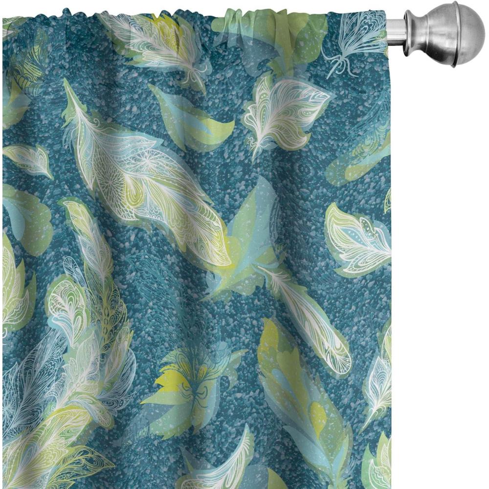 imageAmbesonne Retro Curtains Sketch Style Continuous Neutral Colors Floral Motifs Lines Dreamy Artwork Window Treatments 2 Panel Set for Living Room Bedroom Pair of  28 x 63 Soft Pink Pale PurplePistachio Green and Dark Teal