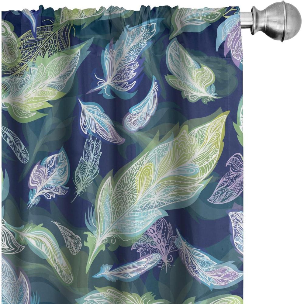 imageAmbesonne Retro Curtains Sketch Style Continuous Neutral Colors Floral Motifs Lines Dreamy Artwork Window Treatments 2 Panel Set for Living Room Bedroom Pair of 28 x 63 Soft Pink Pale PurpleNavy Blue Lavender and Green