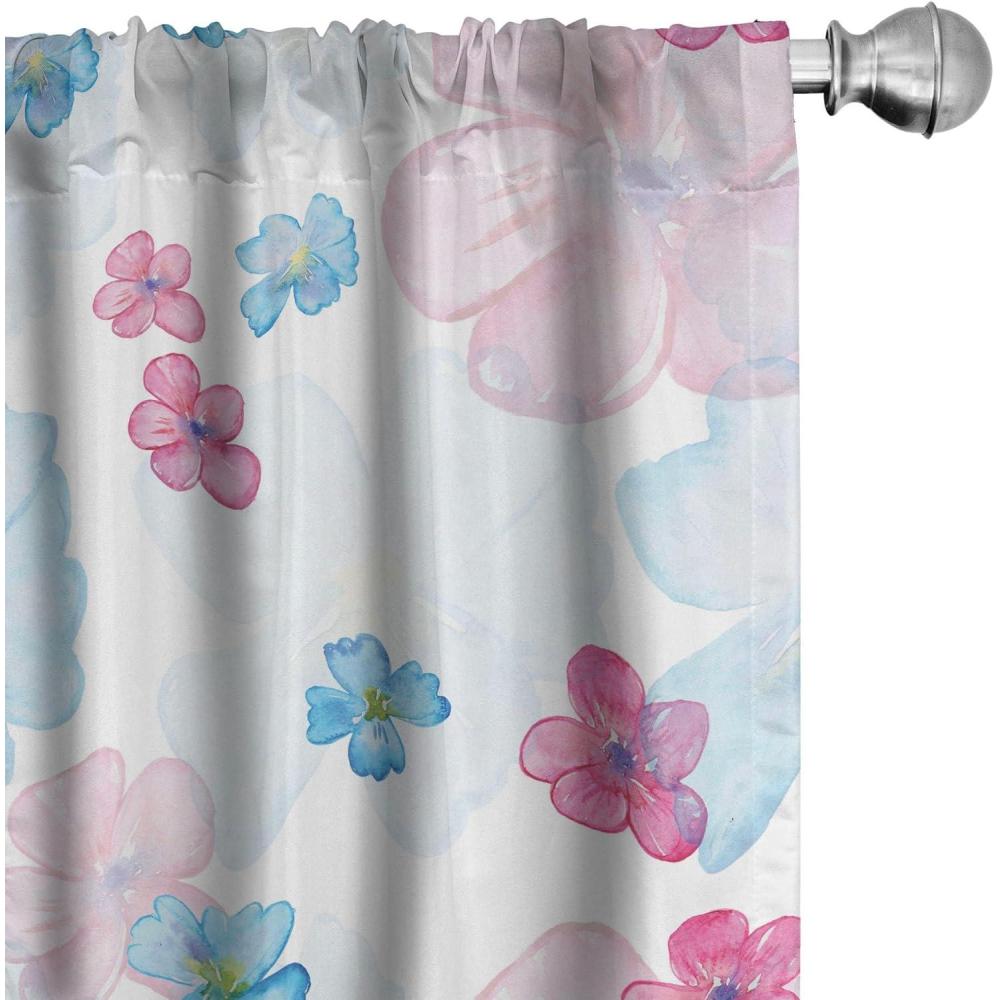 imageAmbesonne Retro Curtains Sketch Style Continuous Neutral Colors Floral Motifs Lines Dreamy Artwork Window Treatments 2 Panel Set for Living Room Bedroom Pair of 28 x 63 Soft Pink Pale PurplePale Sky Blue Soft Pink