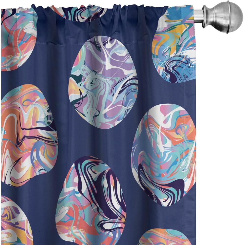 imageAmbesonne Tropical Leaves Curtains Retro Wave Colors Monstera Palm Tree Leaves Neutral Boho Print Window Treatments 2 Panel Set for Living Room Bedroom Pair of 28 x 84 Dark Lavender IndigoIndigo Multicolor