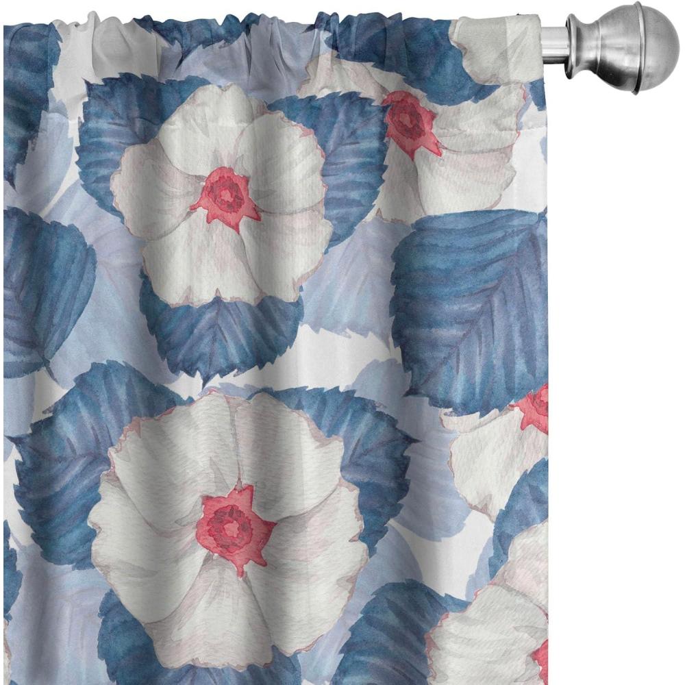 imageAmbesonne Tropical Leaves Curtains Retro Wave Colors Monstera Palm Tree Leaves Neutral Boho Print Window Treatments 2 Panel Set for Living Room Bedroom Pair of 28 x 84 Dark Lavender IndigoSea Blue Eggshell