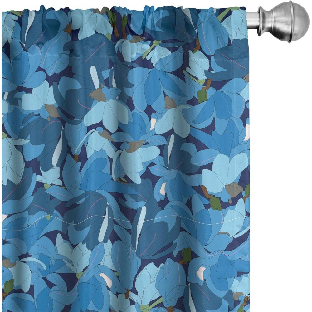 imageAmbesonne Tropical Leaves Curtains Retro Wave Colors Monstera Palm Tree Leaves Neutral Boho Print Window Treatments 2 Panel Set for Living Room Bedroom Pair of 28 x 84 Dark Lavender IndigoSky Blue Pale Azure Blue