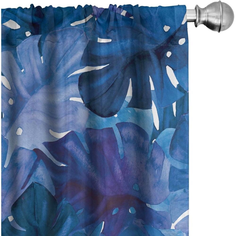imageAmbesonne Tropical Leaves Curtains Retro Wave Colors Monstera Palm Tree Leaves Neutral Boho Print Window Treatments 2 Panel Set for Living Room Bedroom Pair of  28 x 84 Dark Lavender IndigoDark Lavender Indigo