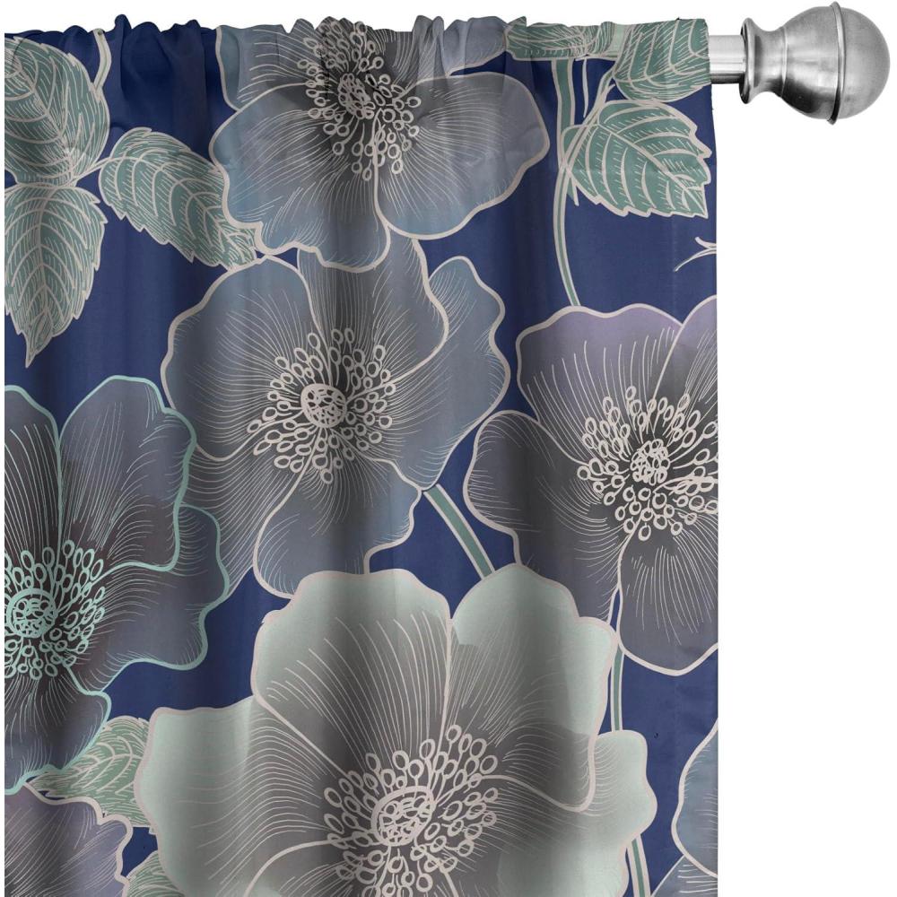 imageAmbesonne Tropical Leaves Curtains Retro Wave Colors Monstera Palm Tree Leaves Neutral Boho Print Window Treatments 2 Panel Set for Living Room Bedroom Pair of 28 x 84 Dark Lavender IndigoIndigo Peacock Green