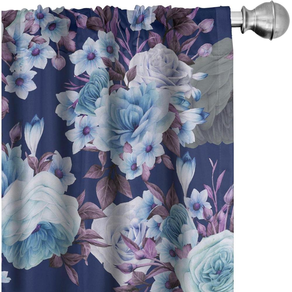 imageAmbesonne Tropical Leaves Curtains Retro Wave Colors Monstera Palm Tree Leaves Neutral Boho Print Window Treatments 2 Panel Set for Living Room Bedroom Pair of 28 x 84 Dark Lavender IndigoDark Violet Blue and Mauve