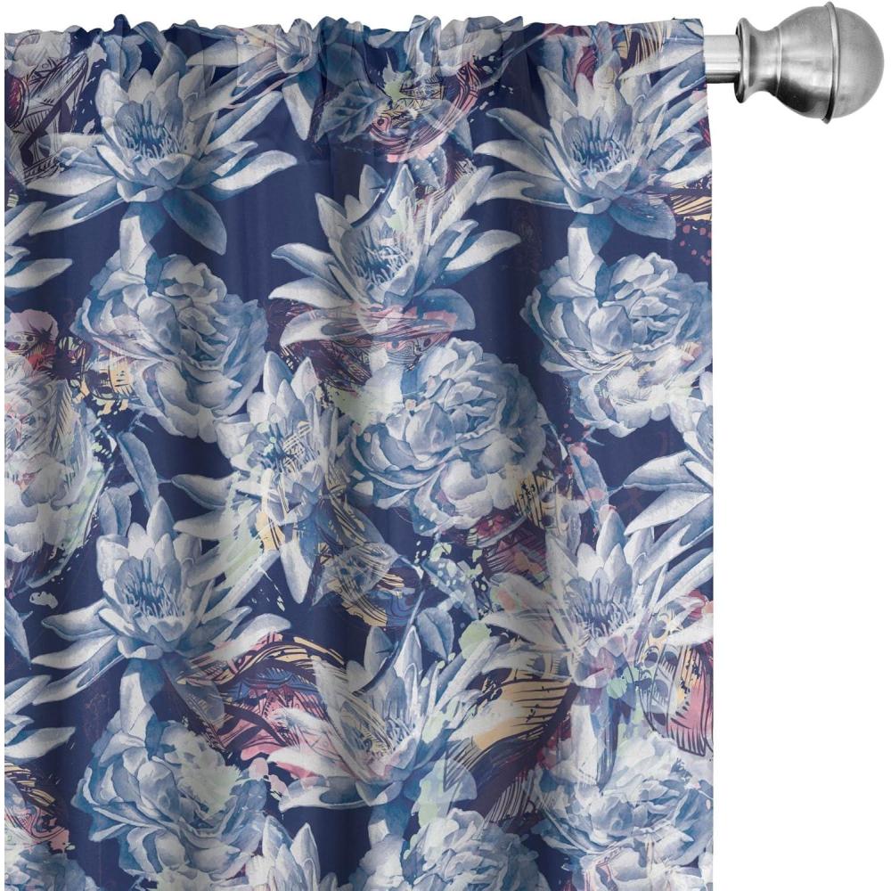 imageAmbesonne Tropical Leaves Curtains Retro Wave Colors Monstera Palm Tree Leaves Neutral Boho Print Window Treatments 2 Panel Set for Living Room Bedroom Pair of 28 x 84 Dark Lavender IndigoPastel Brown Dark Violet