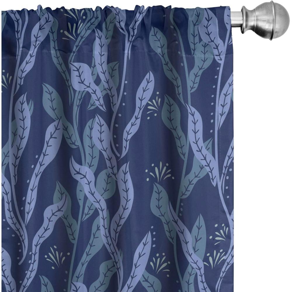 imageAmbesonne Tropical Leaves Curtains Retro Wave Colors Monstera Palm Tree Leaves Neutral Boho Print Window Treatments 2 Panel Set for Living Room Bedroom Pair of  28 x 84 Dark Lavender IndigoDark Lavender Lavender